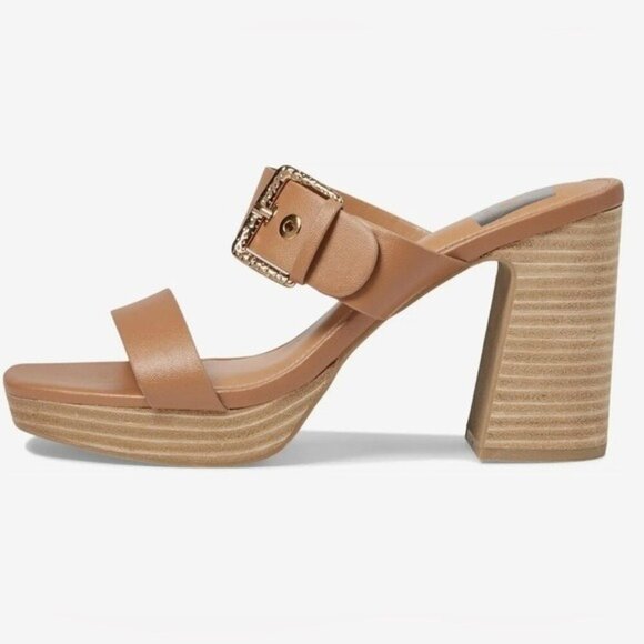 New Dolce Vita Platform Sandal Women's 10 US Beige PU Leather Block Heel Slip-On - Picture 9 of 13